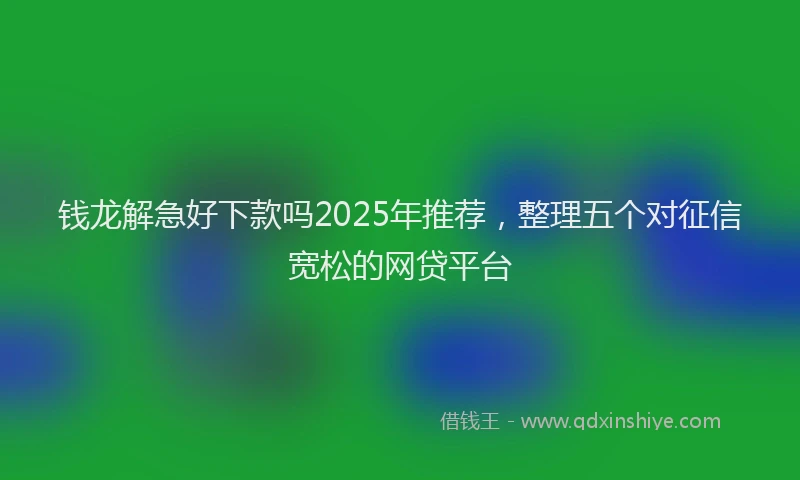 钱龙解急好下款吗2025年推荐，整理五个对征信宽松的网贷平台