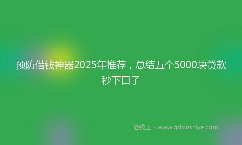 预防借钱神器2025年推荐，总结五个5000块贷款秒下口子