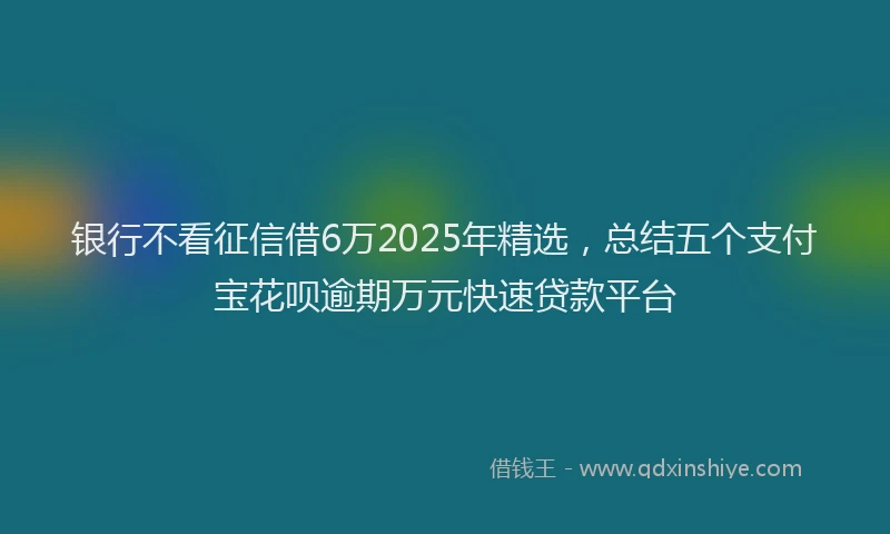 银行不看征信借6万2025年精选，总结五个支付宝花呗逾期万元快速贷款平台