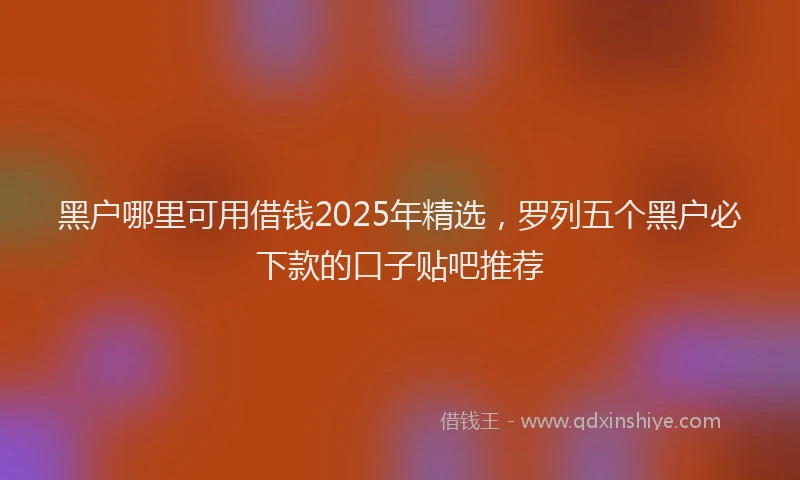 黑户哪里可用借钱2025年精选，罗列五个黑户必下款的口子贴吧推荐