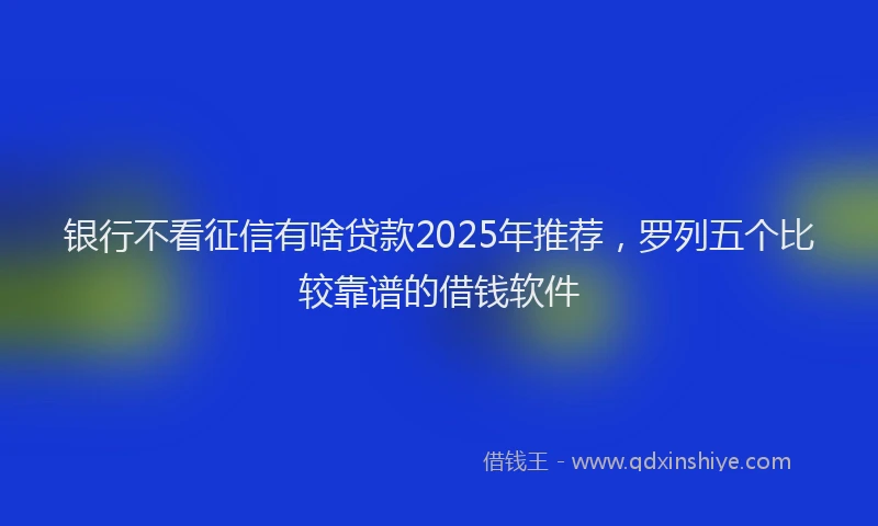 银行不看征信有啥贷款2025年推荐，罗列五个比较靠谱的借钱软件