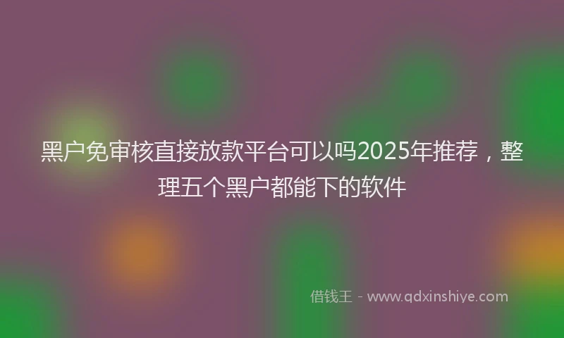 黑户免审核直接放款平台可以吗2025年推荐，整理五个黑户都能下的软件