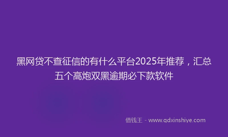 黑网贷不查征信的有什么平台2025年推荐，汇总五个高炮双黑逾期必下款软件