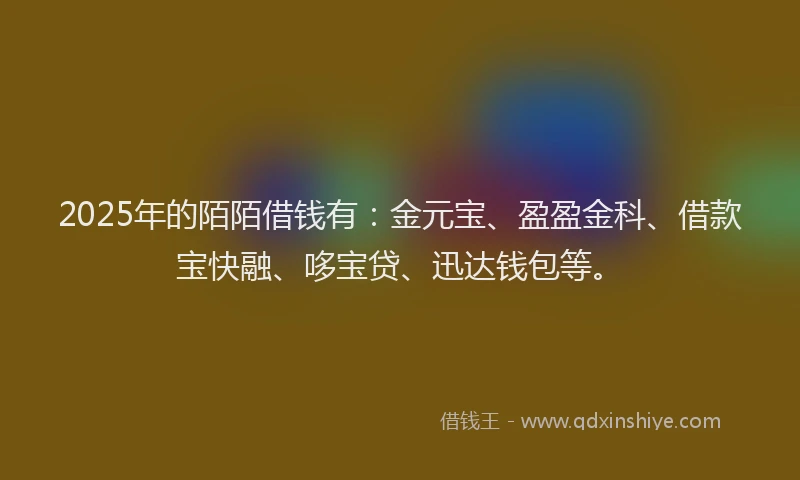 2025年的陌陌借钱有：金元宝、盈盈金科、借款宝快融、哆宝贷、迅达钱包等。