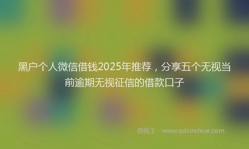黑户个人微信借钱2025年推荐，分享五个无视当前逾期无视征信的借款口子