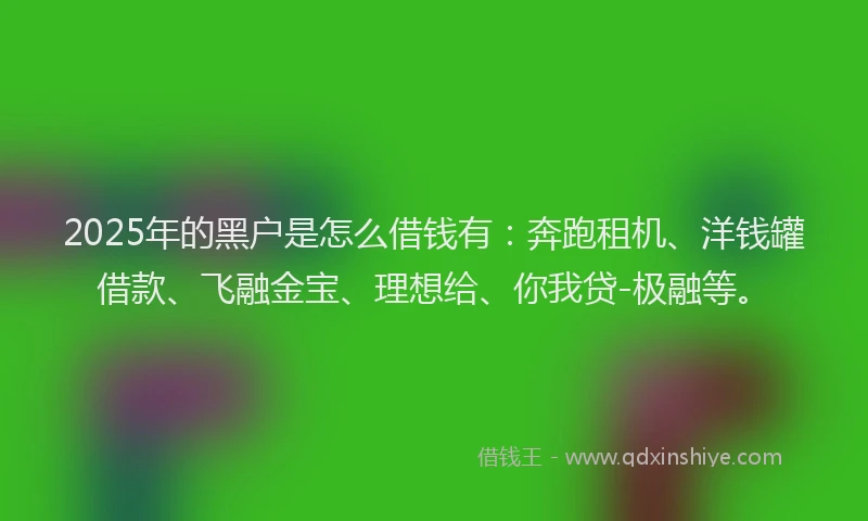 2025年的黑户是怎么借钱有：奔跑租机、洋钱罐借款、飞融金宝、理想给、你我贷-极融等。