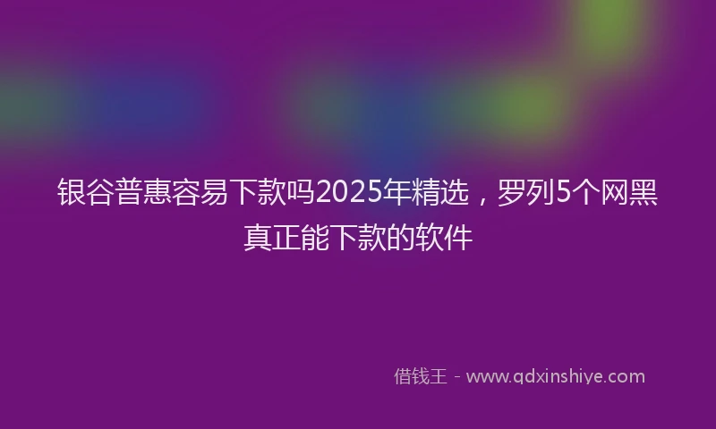 银谷普惠容易下款吗2025年精选，罗列5个网黑真正能下款的软件