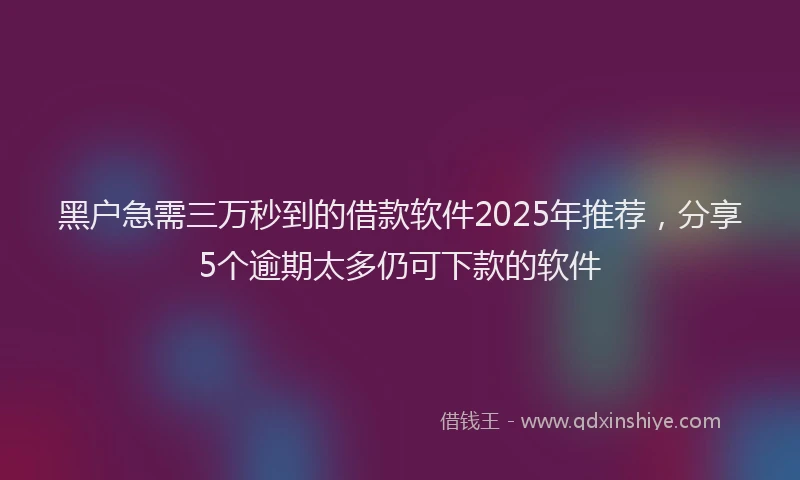 黑户急需三万秒到的借款软件2025年推荐，分享5个逾期太多仍可下款的软件