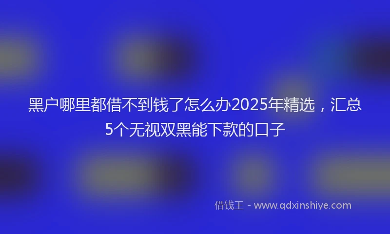 黑户哪里都借不到钱了怎么办2025年精选，汇总5个无视双黑能下款的口子