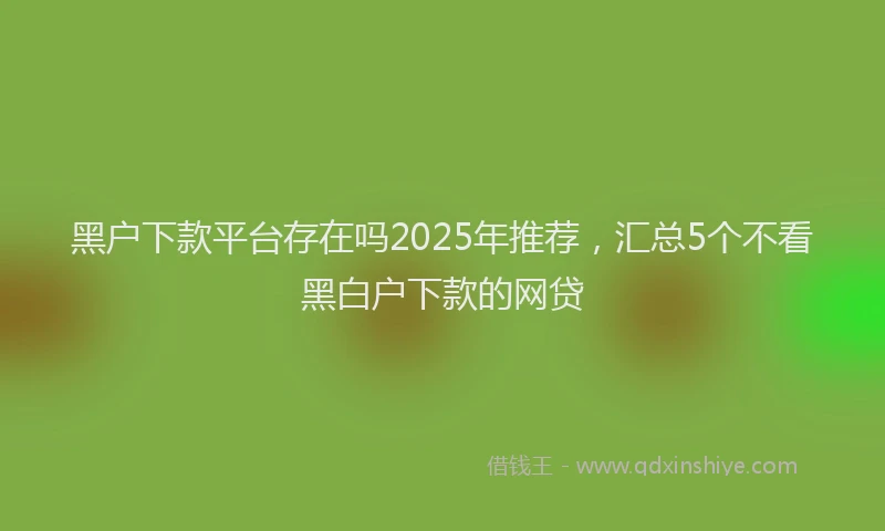 黑户下款平台存在吗2025年推荐，汇总5个不看黑白户下款的网贷