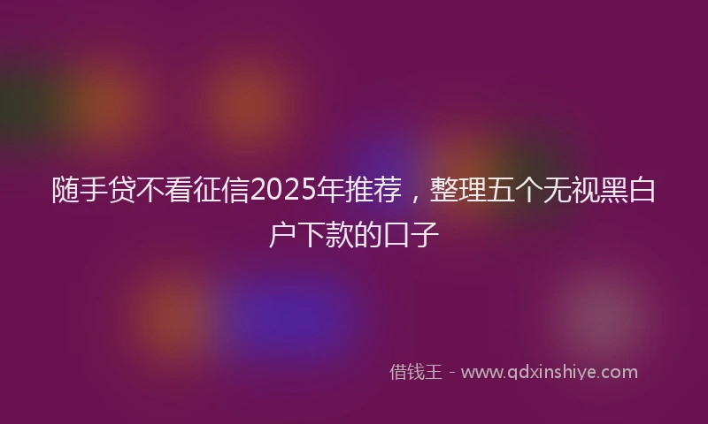 随手贷不看征信2025年推荐，整理五个无视黑白户下款的口子