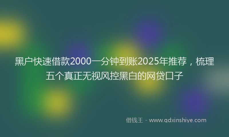 黑户快速借款2000一分钟到账2025年推荐，梳理五个真正无视风控黑白的网贷口子