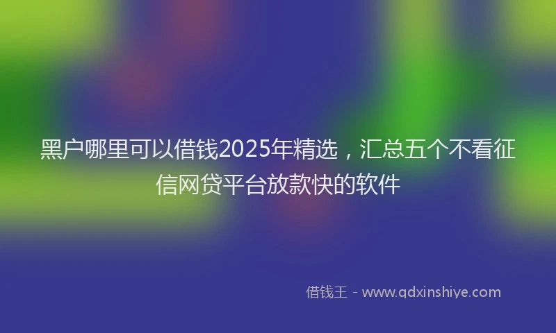 黑户哪里可以借钱2025年精选，汇总五个不看征信网贷平台放款快的软件