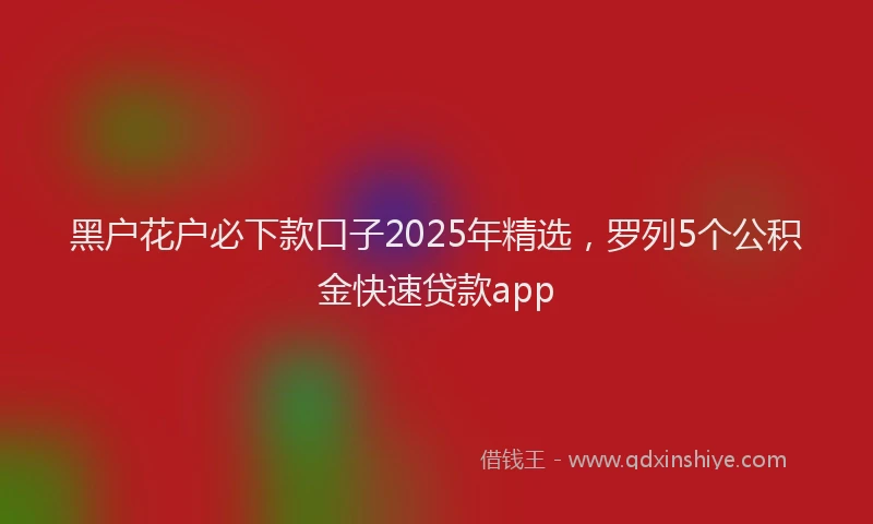 黑户花户必下款口子2025年精选，罗列5个公积金快速贷款app