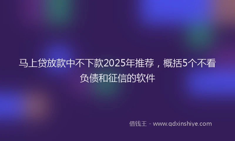 马上贷放款中不下款2025年推荐，概括5个不看负债和征信的软件