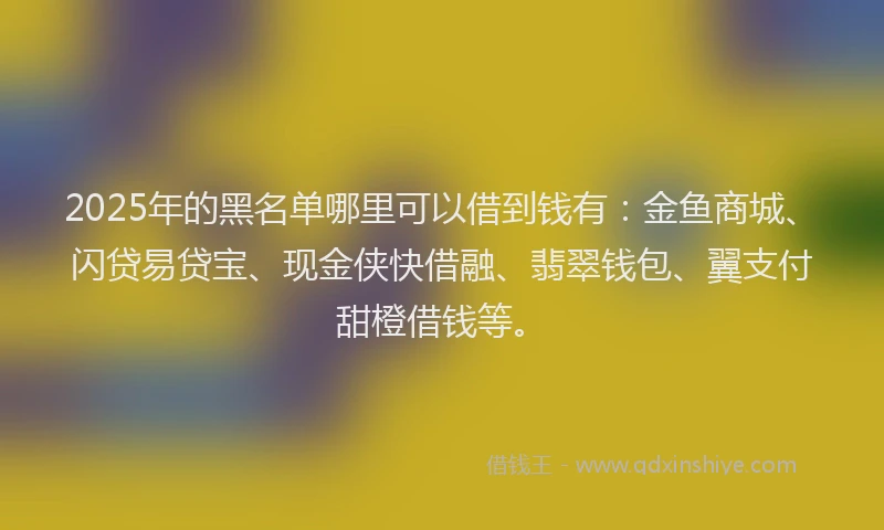 2025年的黑名单哪里可以借到钱有：金鱼商城、闪贷易贷宝、现金侠快借融、翡翠钱包、翼支付甜橙借钱等。