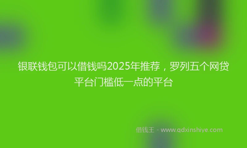 银联钱包可以借钱吗2025年推荐，罗列五个网贷平台门槛低一点的平台