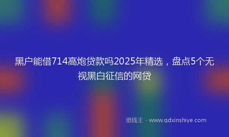 黑户能借714高炮贷款吗2025年精选，盘点5个无视黑白征信的网贷