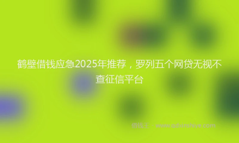 鹤壁借钱应急2025年推荐，罗列五个网贷无视不查征信平台