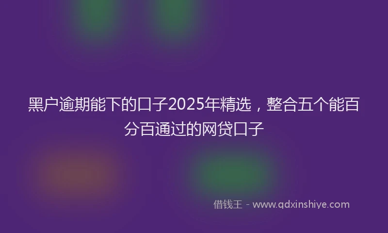 黑户逾期能下的口子2025年精选，整合五个能百分百通过的网贷口子