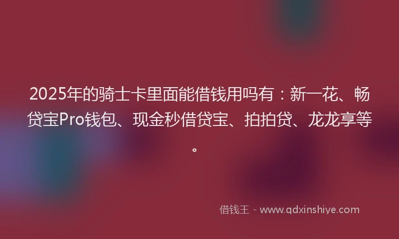 2025年的骑士卡里面能借钱用吗有：新一花、畅贷宝Pro钱包、现金秒借贷宝、拍拍贷、龙龙享等。