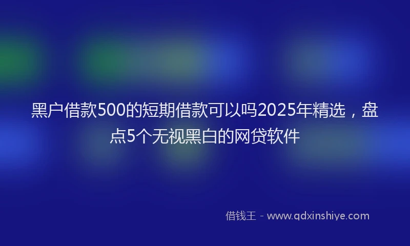 黑户借款500的短期借款可以吗2025年精选，盘点5个无视黑白的网贷软件