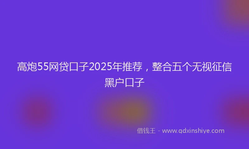 高炮55网贷口子2025年推荐，整合五个无视征信黑户口子