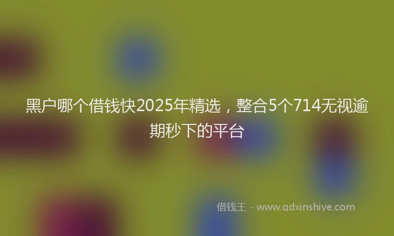 黑户哪个借钱快2025年精选，整合5个714无视逾期秒下的平台