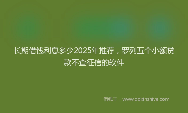 长期借钱利息多少2025年推荐，罗列五个小额贷款不查征信的软件