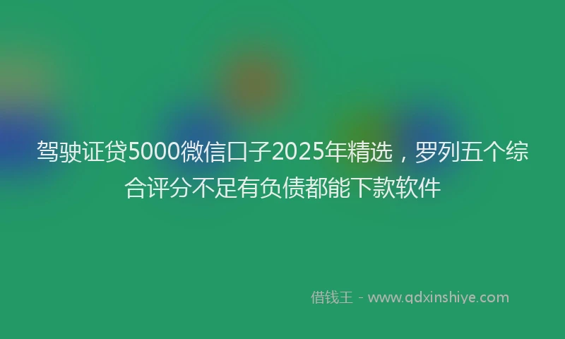 驾驶证贷5000微信口子2025年精选，罗列五个综合评分不足有负债都能下款软件