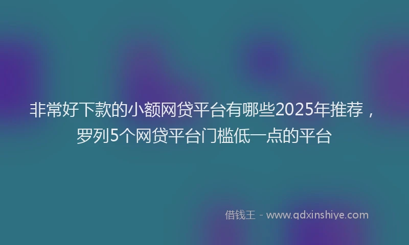 非常好下款的小额网贷平台有哪些2025年推荐，罗列5个网贷平台门槛低一点的平台