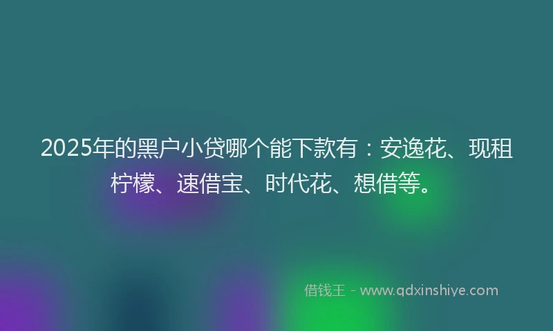 2025年的黑户小贷哪个能下款有：安逸花、现租柠檬、速借宝、时代花、想借等。