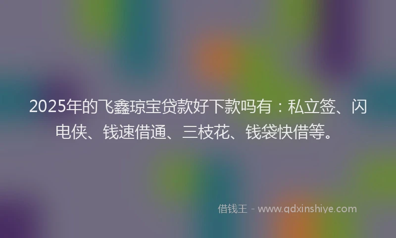 2025年的飞鑫琼宝贷款好下款吗有：私立签、闪电侠、钱速借通、三枝花、钱袋快借等。