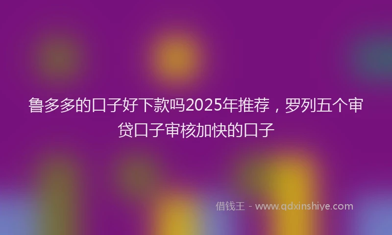 鲁多多的口子好下款吗2025年推荐，罗列五个审贷口子审核加快的口子