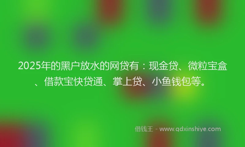 2025年的黑户放水的网贷有：现金贷、微粒宝盒、借款宝快贷通、掌上贷、小鱼钱包等。