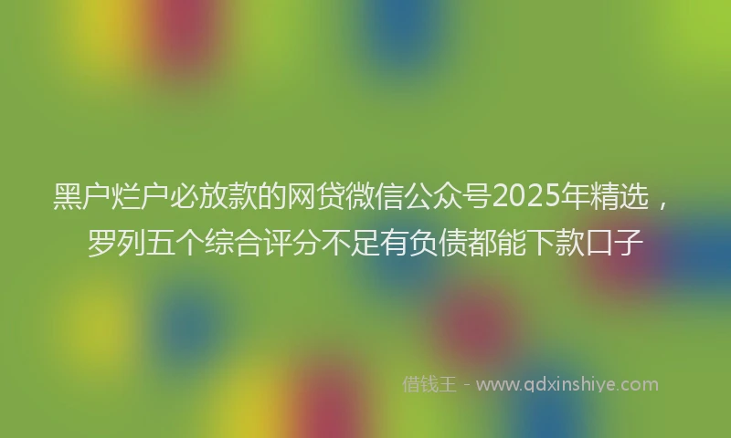 黑户烂户必放款的网贷微信公众号2025年精选，罗列五个综合评分不足有负债都能下款口子
