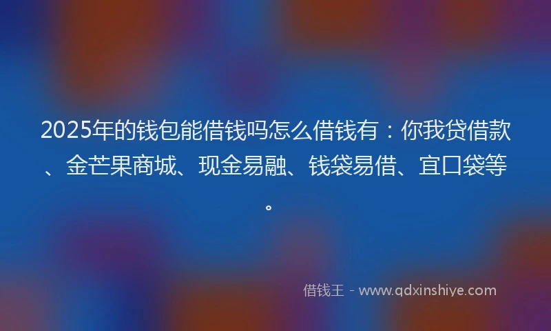 2025年的钱包能借钱吗怎么借钱有：你我贷借款、金芒果商城、现金易融、钱袋易借、宜口袋等。