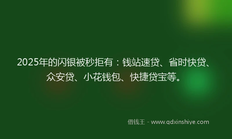 2025年的闪银被秒拒有：钱站速贷、省时快贷、众安贷、小花钱包、快捷贷宝等。