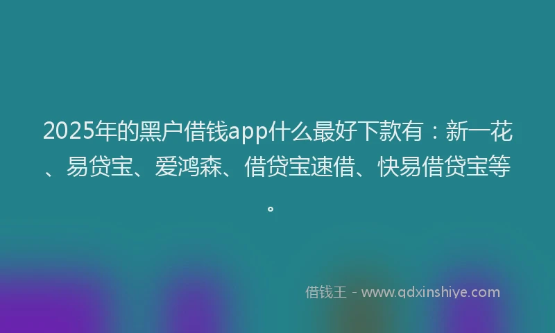 2025年的黑户借钱app什么最好下款有：新一花、易贷宝、爱鸿森、借贷宝速借、快易借贷宝等。