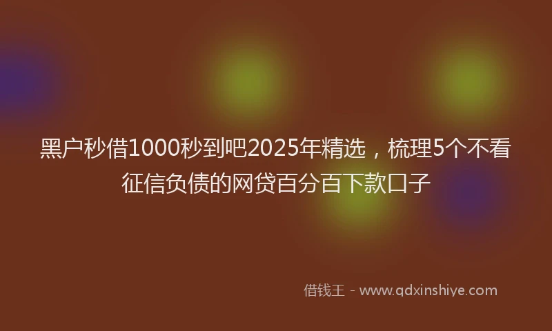 黑户秒借1000秒到吧2025年精选，梳理5个不看征信负债的网贷百分百下款口子