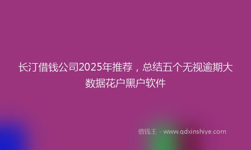 长汀借钱公司2025年推荐，总结五个无视逾期大数据花户黑户软件