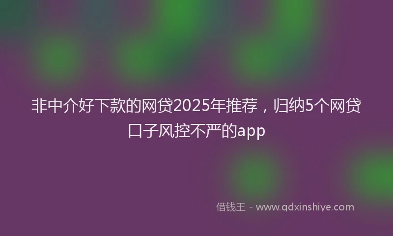 非中介好下款的网贷2025年推荐，归纳5个网贷口子风控不严的app