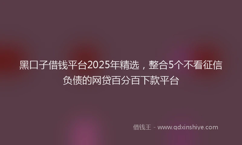 黑口子借钱平台2025年精选，整合5个不看征信负债的网贷百分百下款平台