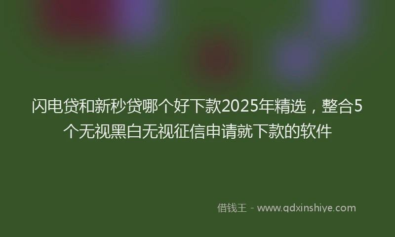 闪电贷和新秒贷哪个好下款2025年精选，整合5个无视黑白无视征信申请就下款的软件