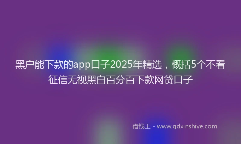 黑户能下款的app口子2025年精选，概括5个不看征信无视黑白百分百下款网贷口子