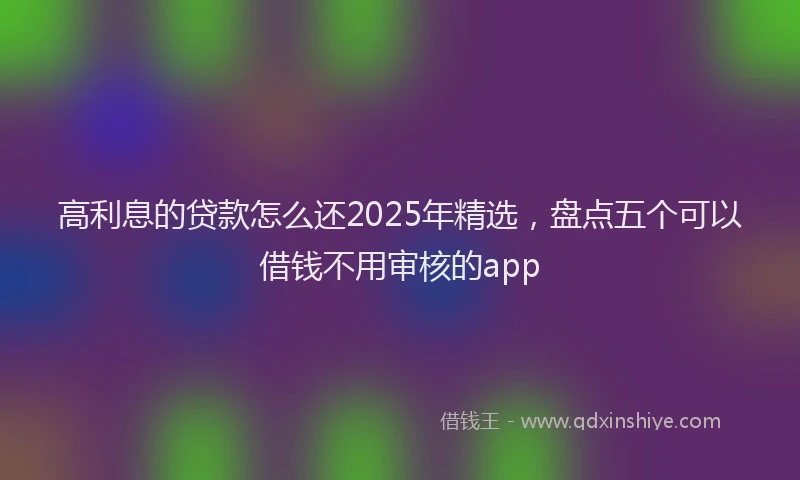 高利息的贷款怎么还2025年精选，盘点五个可以借钱不用审核的app