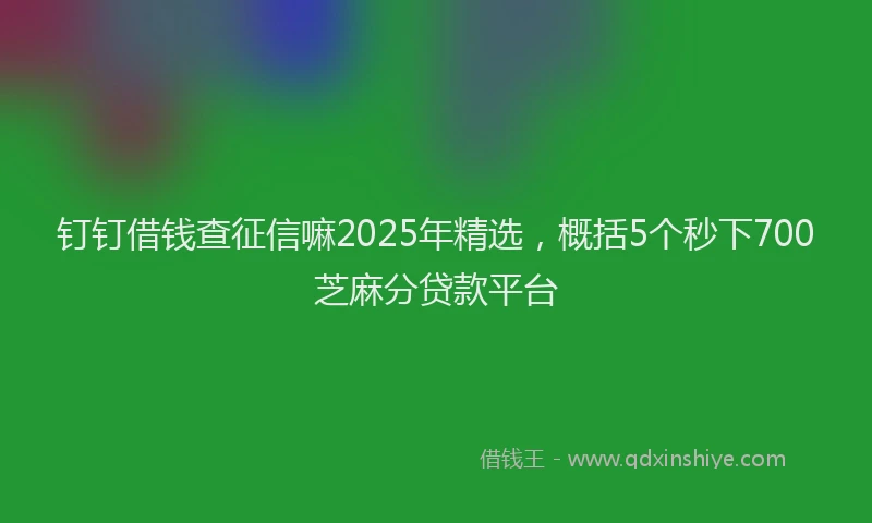 钉钉借钱查征信嘛2025年精选，概括5个秒下700芝麻分贷款平台