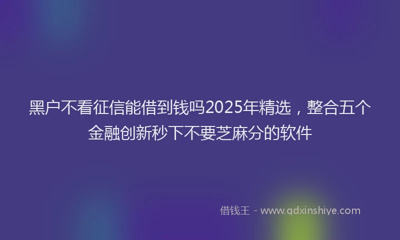 黑户不看征信能借到钱吗2025年精选，整合五个金融创新秒下不要芝麻分的软件