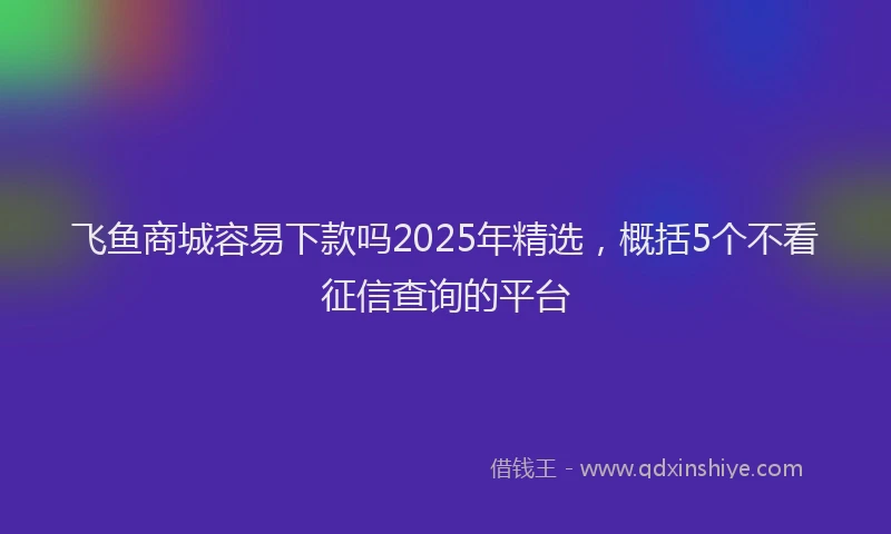 飞鱼商城容易下款吗2025年精选，概括5个不看征信查询的平台