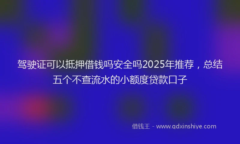 驾驶证可以抵押借钱吗安全吗2025年推荐，总结五个不查流水的小额度贷款口子